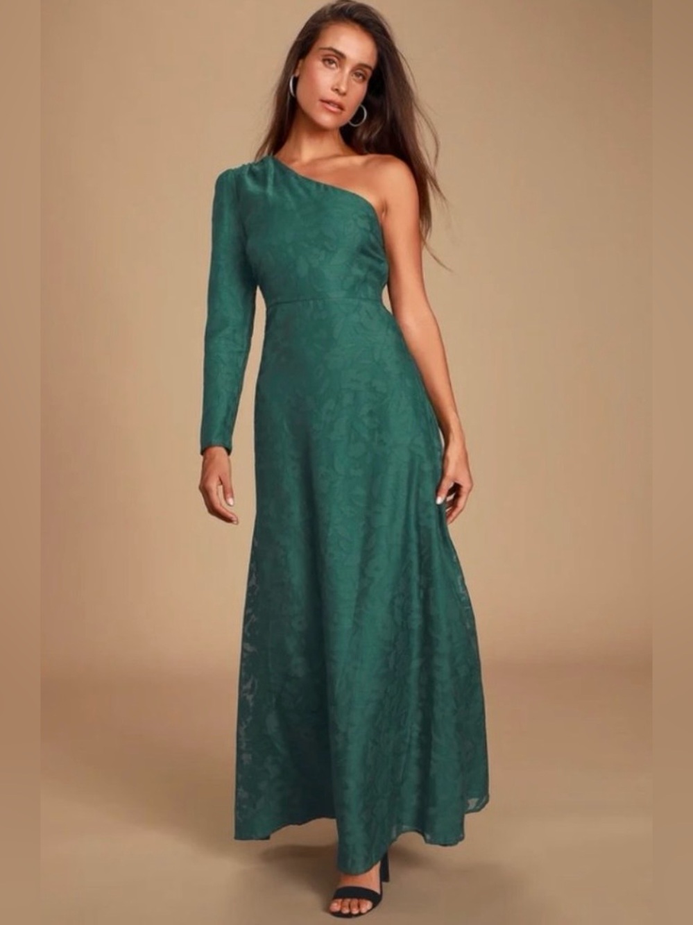 NWT Lulu’s Hidden Floral Print One-Shoulder Formal Evening Maxi Dress - Small